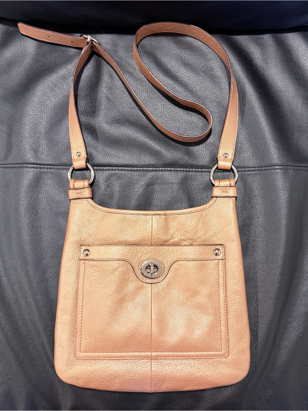 COACH Penelope Pebbled Leather Crossbody in Rose Gold